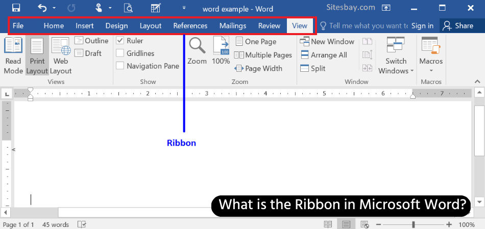 tools dan ribbon Microsoft Word