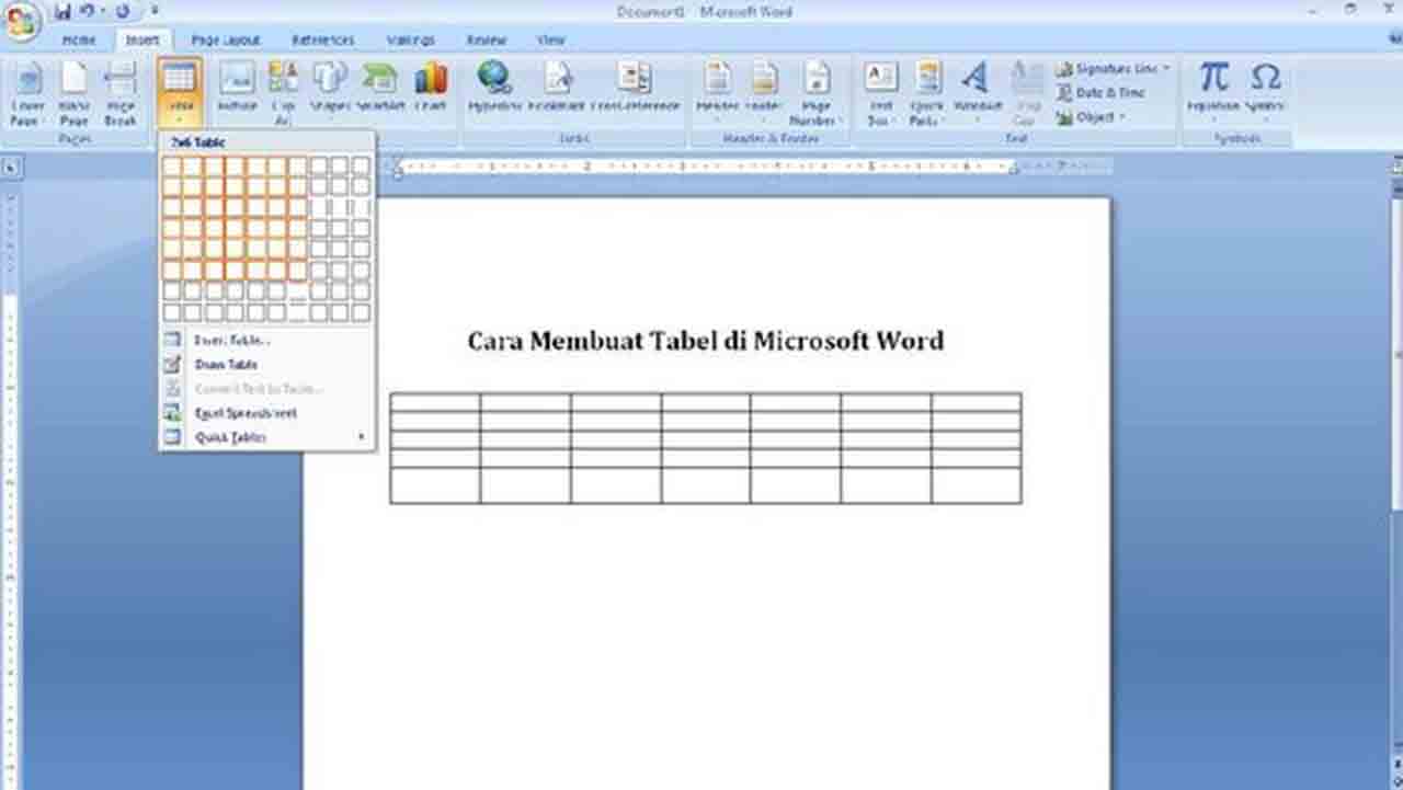 mendesain tabel di Word