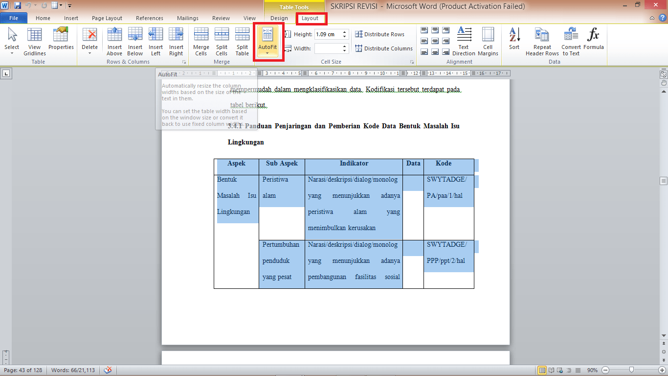 mendesain tabel di Word