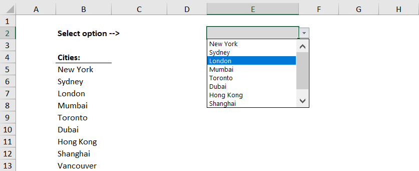 drop down list