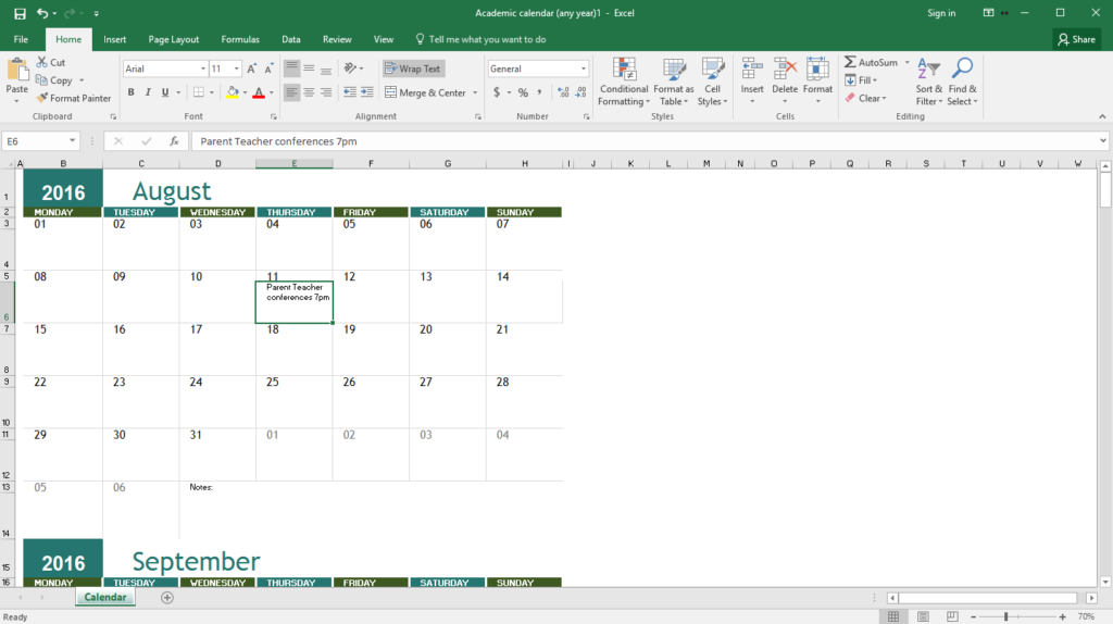 kalender otomatis