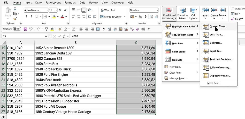 Conditional Formatting