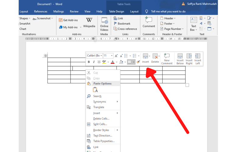 membuat tabel di Microsoft Word