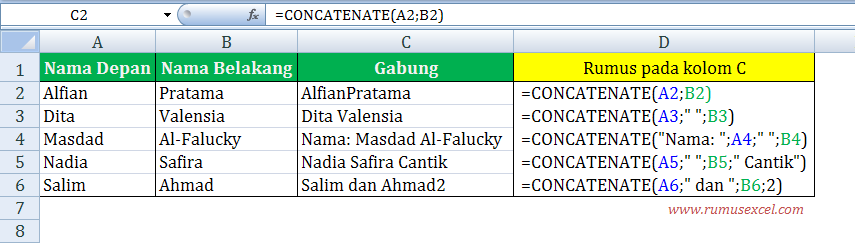 fungsi CONCATENATE